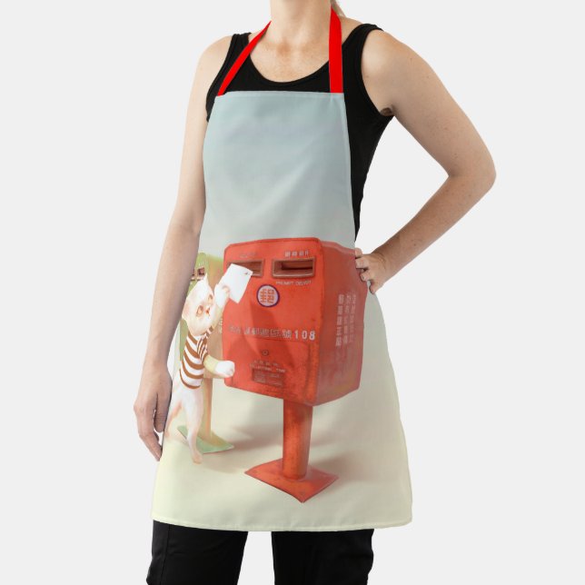 Posting Time – Cat with Taiwanese Mailbox Apron (Insitu)