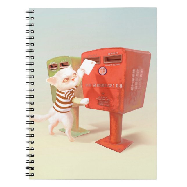 Posting Time – Cat with Taiwanese Mailbox Notebook (Front)