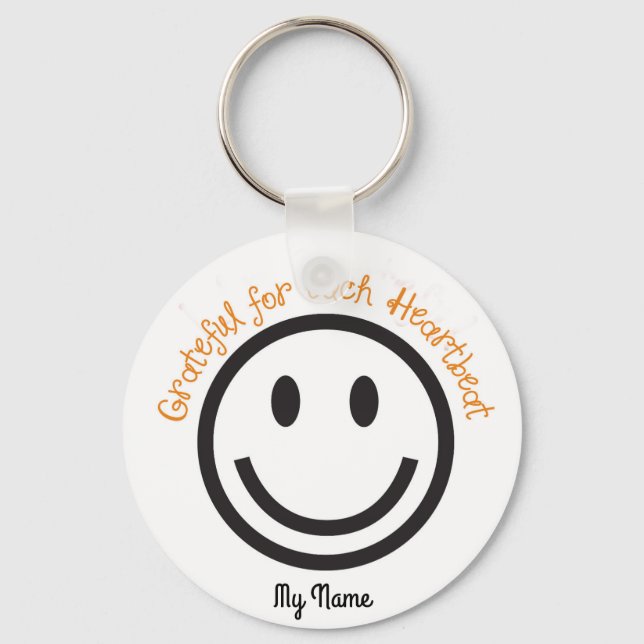 Postive Gift Keychain-Grateful for Each Heart Beat Key Ring (Front)