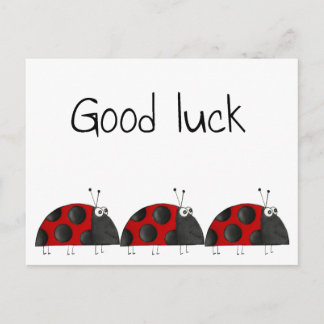 Postkarte good luck, Glückwunschkarte, Marienkäfer Postcard