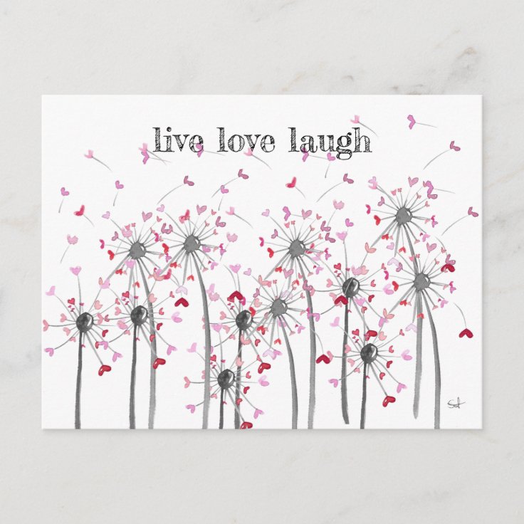 postkarte Herz Pusteblume Spruch spruchkarte liebe Postcard Zazzle