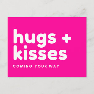 Postkarte - "hugs + kisses coming your way" postcard