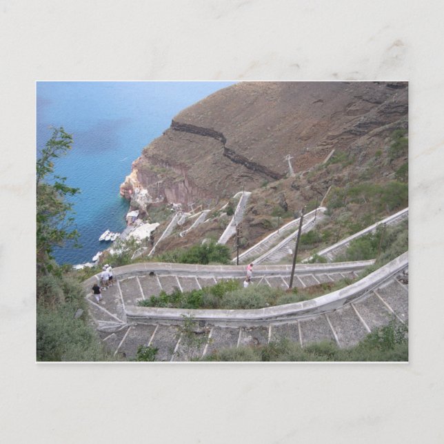 Postkarte Santorini Fira Treppe zum Hafen Postcard (Front)