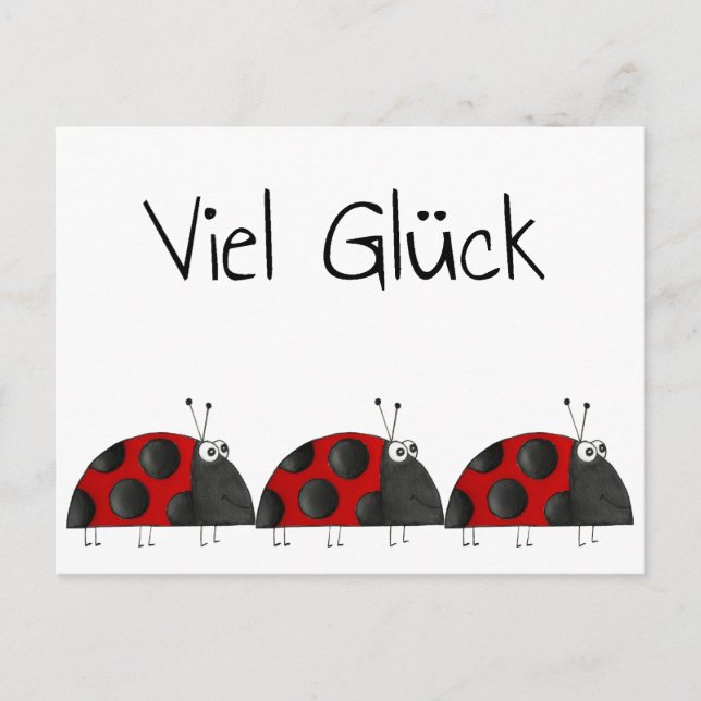 Postkarte Viel Glück, Marienkäfer Glückwunschkarte Postcard (Front)