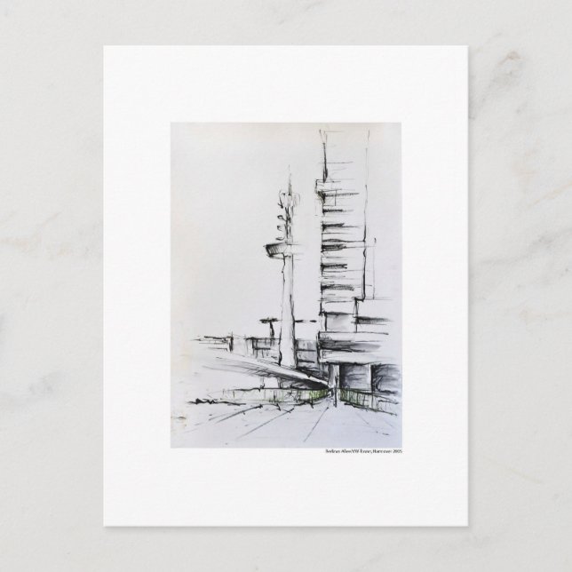 Postkarte Zeichnung Bleistift Hannover Landschaft Postcard (Front)