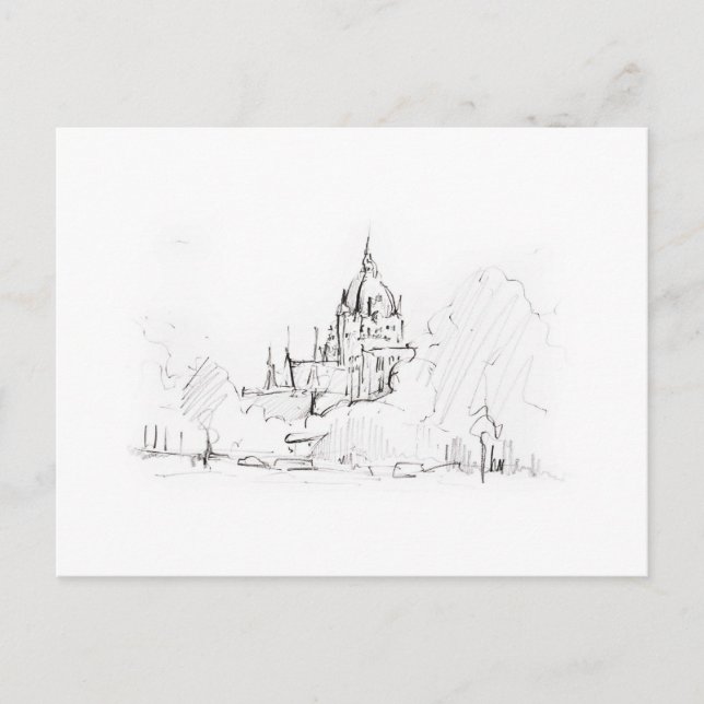 Postkarte Zeichnung Bleistift Hannover Landschaft Postcard (Front)