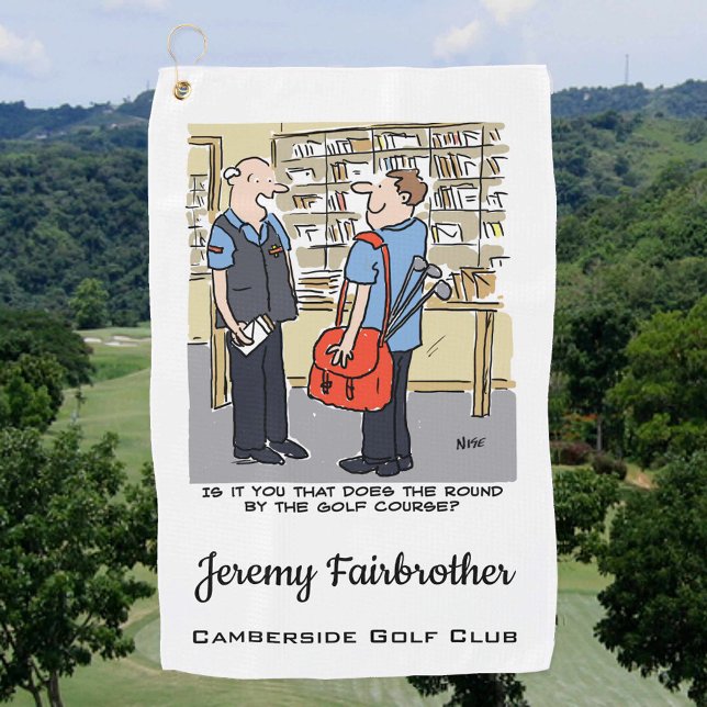Postman Has Round Near Golf Course Golf Cartoon Towel (Creator Uploaded)