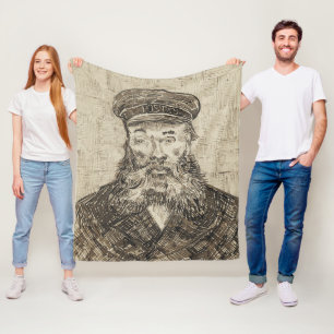 Postman Joseph Roulin (Sepia Sketch) (by van Gogh) Fleece Blanket