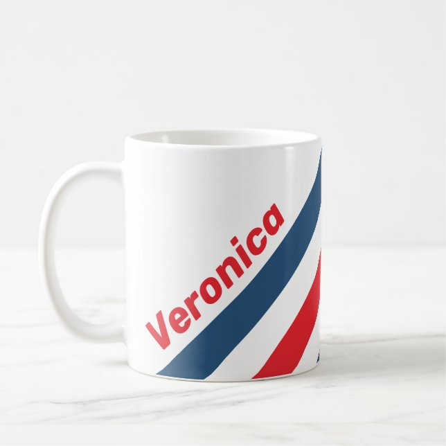 Postman Nostalgic Stripes with Name Coffee Mug (Left)