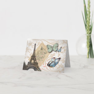 postmark scripts butterfly Paris Effiel Tower Card