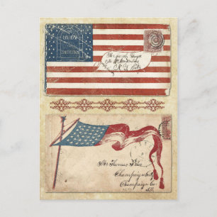 Postmarked Civil War envelopes with the U.S. Flag Postcard