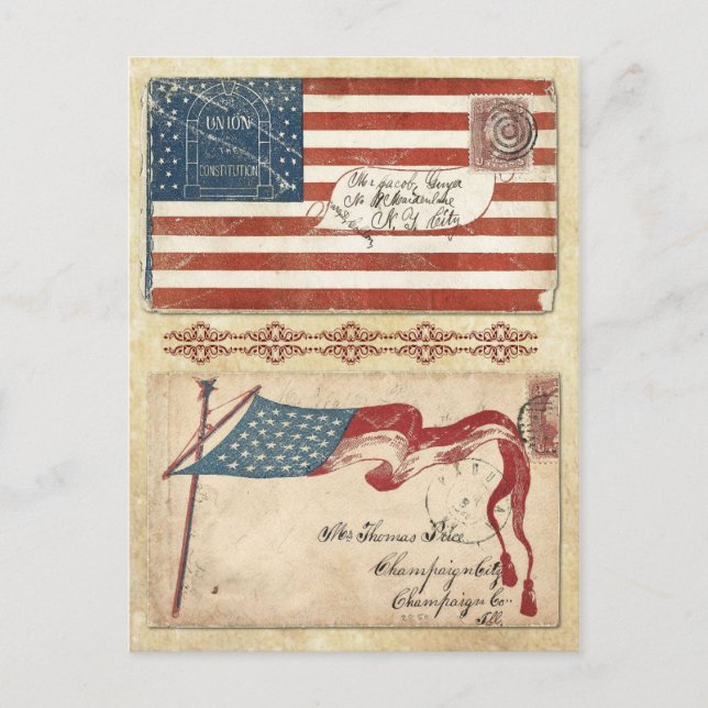 Postmarked Civil War envelopes with the U.S. Flag Postcard (Front)