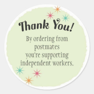 Postmates Thank You Classic Round Sticker