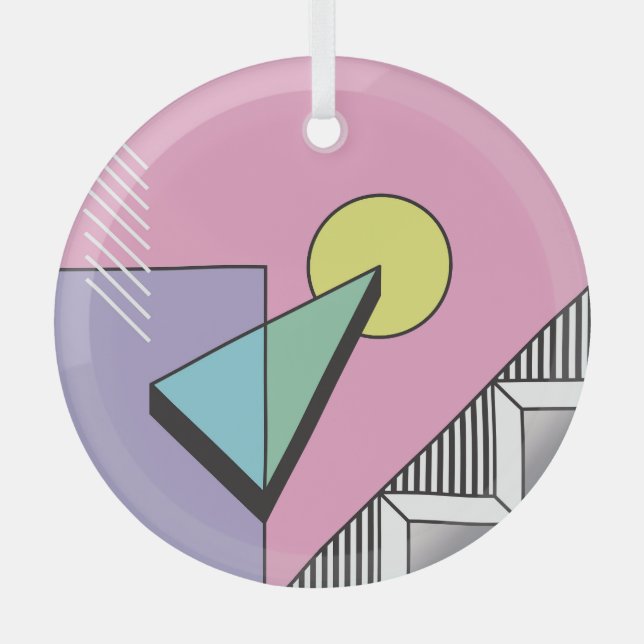 Postmodern Geometric: Abstract Composition Glass Tree Decoration (Front)