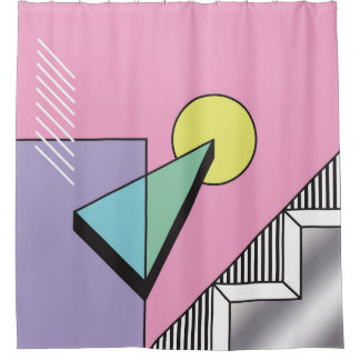 Postmodern Geometric: Abstract Composition Shower Curtain