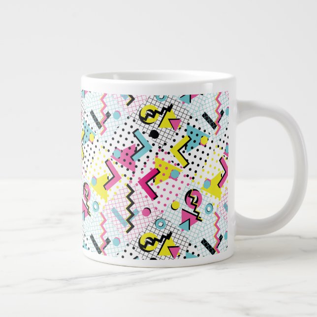 Postmodern Memphis Style Pattern Large Coffee Mug (Right)