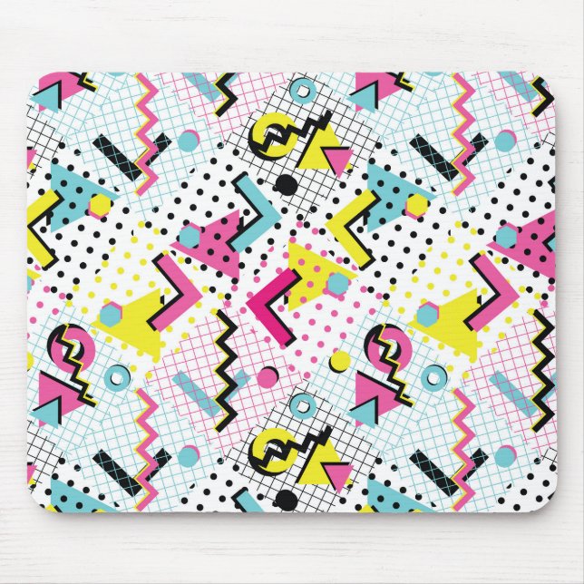 Postmodern Memphis Style Pattern Mouse Mat (Front)