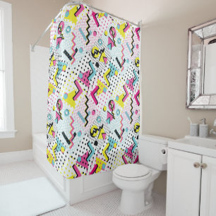 Postmodern Memphis Style Pattern Shower Curtain