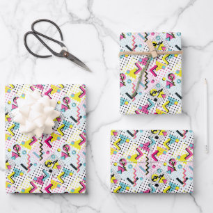 Postmodern Memphis Style Pattern Wrapping Paper Sheet