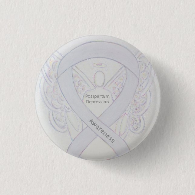 Postpartum Depression Awareness Angel Ribbon Pin (Front)