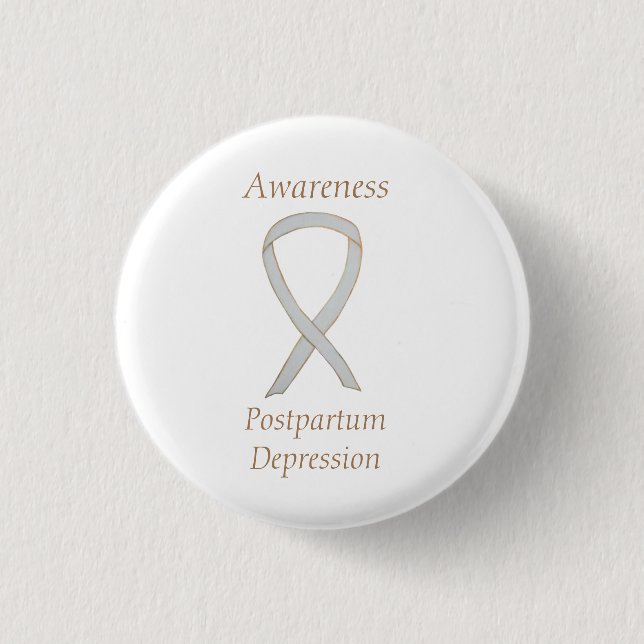 Postpartum Depression Awareness Custom Ribbon Pin (Front)