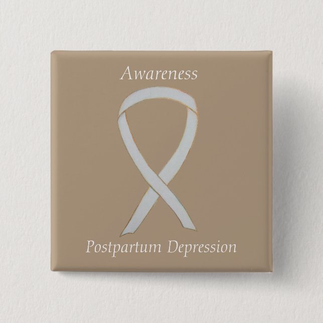 Postpartum Depression Awareness Custom Ribbon Pin (Front)
