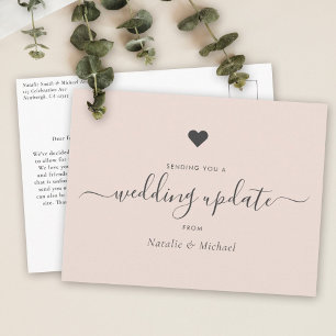 Postpone Wedding Update Elegant Script Blush Pink Postcard