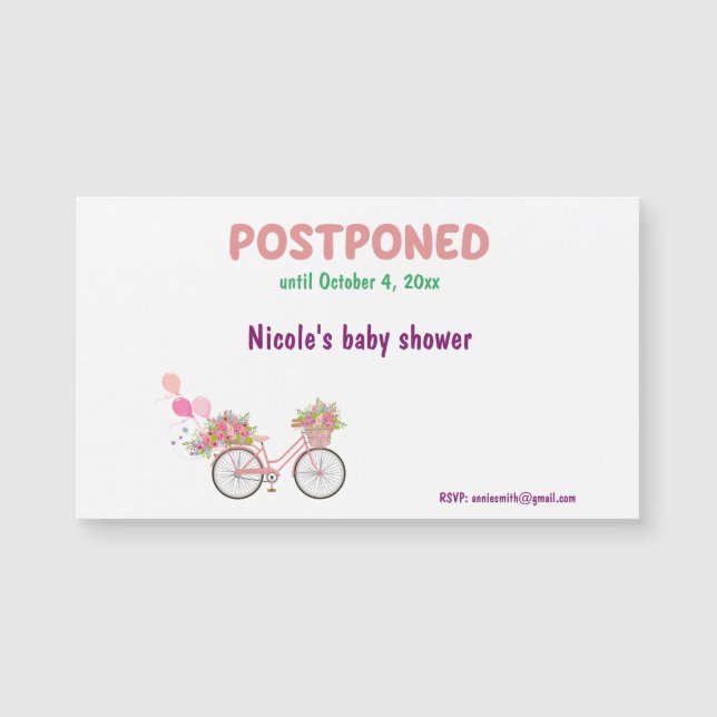 Postponed Baby Shower featuring Floral Bicycle (Front)