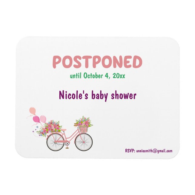 Postponed Baby Shower with New Date and RSVP Magnet (Horizontal)