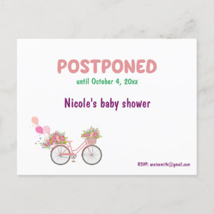 Postponed Baby Shower with Reschedule Date RSVP Announcement Postcard