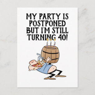 Postponed Birthday Party Cancellation Cartoon Postcard