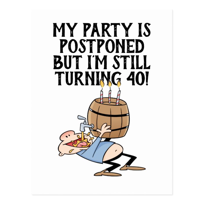 Postponed Birthday Party Cancellation Cartoon Postcard | Zazzle.co.uk