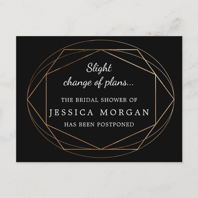Postponed Bridal Shower Announcement Postcard (Front)