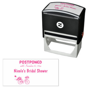 POSTPONED Bridal Shower Event Custom Date Bike Self-inking Stamp