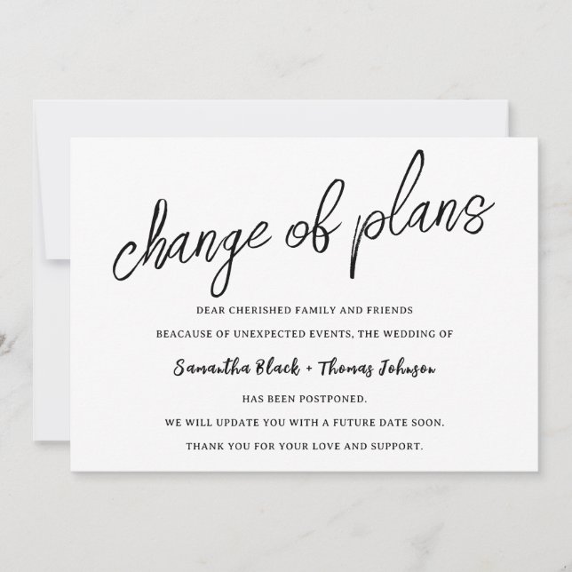 Postponed Change The Plans Wedding Announcement (Front)