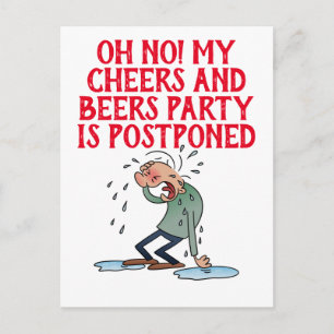 Postponed Cheers And Beers Party Cancellation Postcard