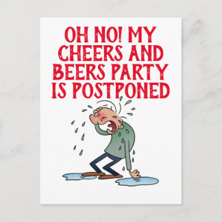 Postponed Cheers And Beers Party Cancellation Postcard