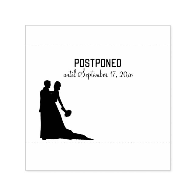 POSTPONED Dancing Wedding Couple w New Event Date Self-inking Stamp (Design)