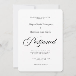 Postponed Elegant Wedding Invitation Event Change
