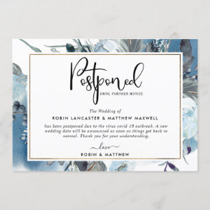 Postponed Event Announcement Blue Floral Card