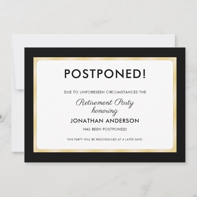Postponed Retirement Party Announcement (Front)