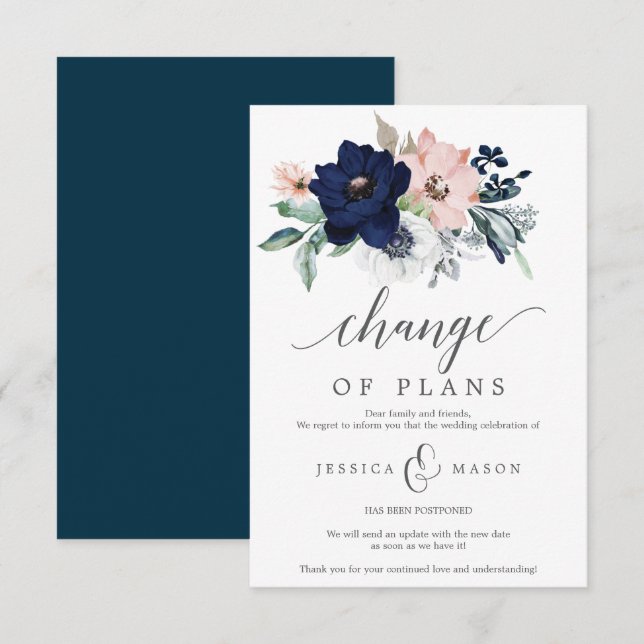 Postponed Wedding Announcement - Cancellation (Front/Back)