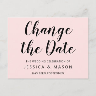 Postponed Wedding Announcement Change The Date Postcard
