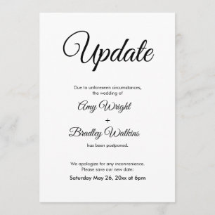 Postponed Wedding Announcement Elegant Update