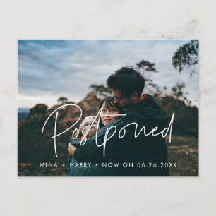 Postponed wedding announcement postcard