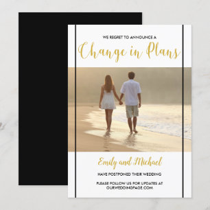 Postponed Wedding Black & Gold Photo Announcement