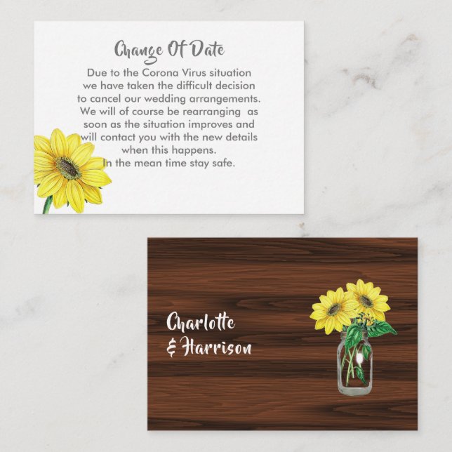 Postponed Wedding Change Of Date Announcement (Front/Back)