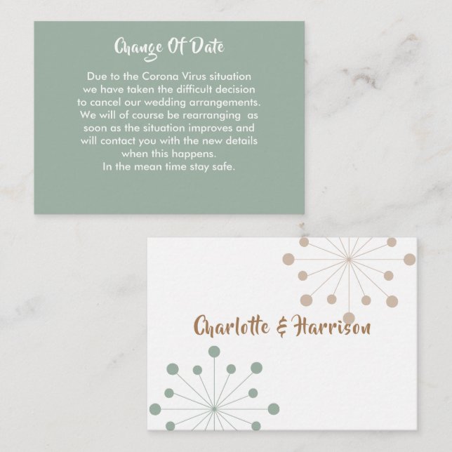 Postponed Wedding Change Of Date Announcement (Front/Back)