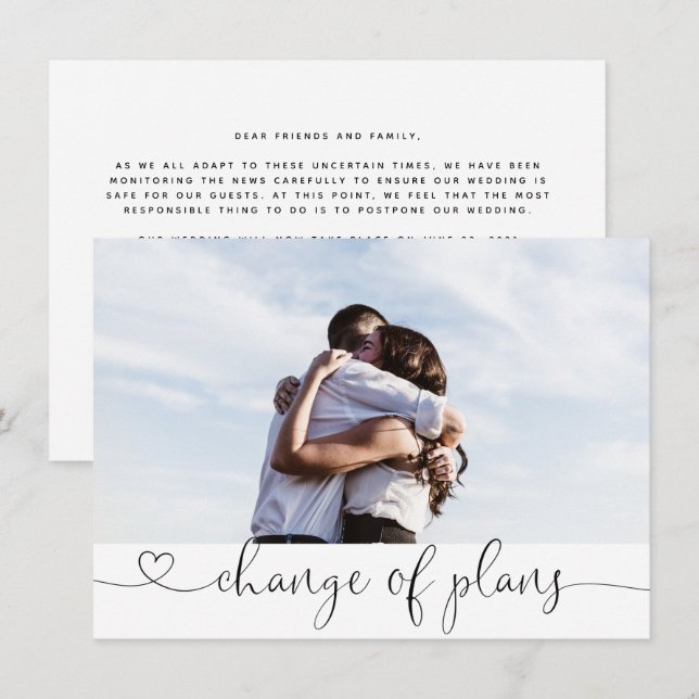 Postponed Wedding Change of Plans Invitation (Front/Back)