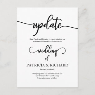 Postponed Wedding Date Announcement Elegant Postcard
